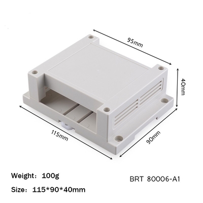 Din Rail Plastic Enclosures ABS Junction Box Untuk Kotak Distribusi Daya Elektronik 115 * 90 * 40mm
