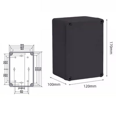 Kotak persimpangan tahan cuaca plastik IP66 warna hitam 170*120*100mm